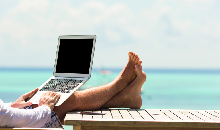 Lawyer On Laptop Travel Vacation Beach