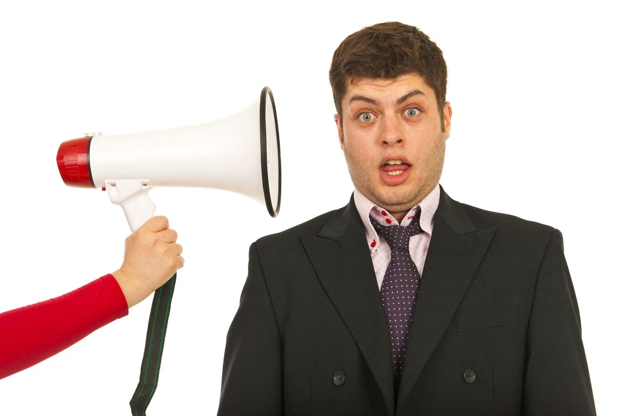 Business Man And Bullhorn Gabriel Blaj Alamy Stock Photo Fkcesa