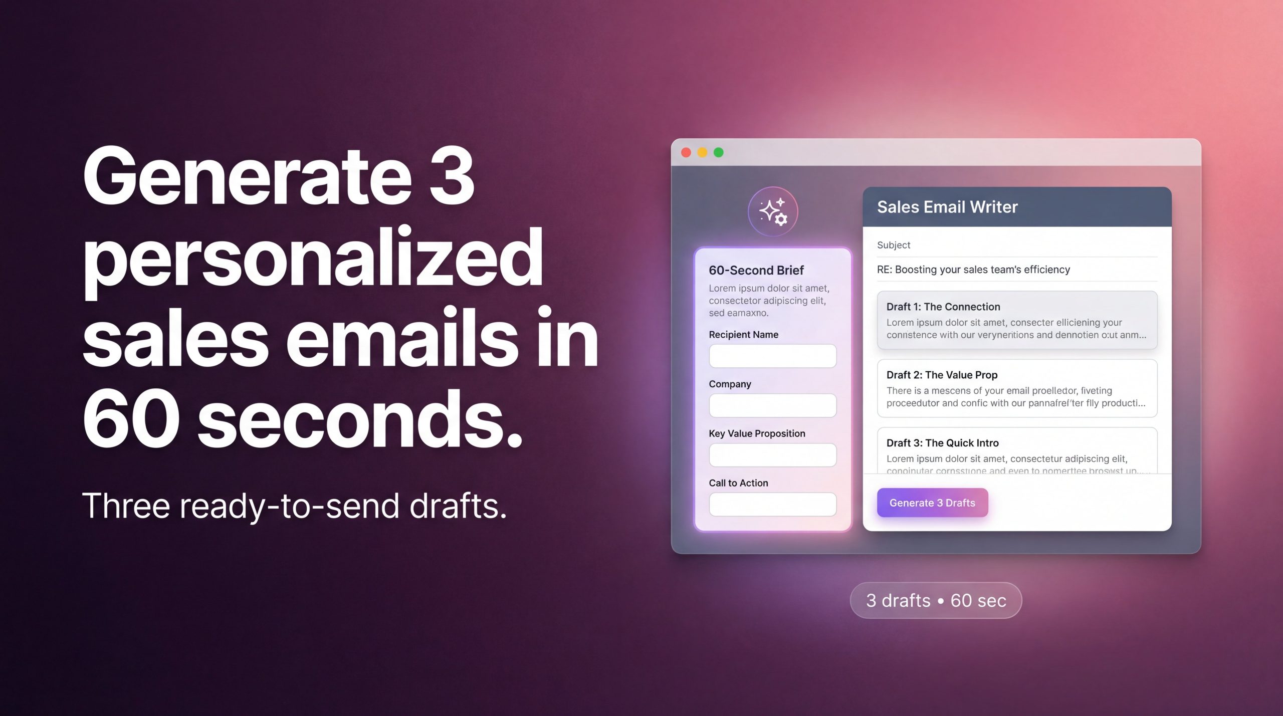 Generate 3 Personalized Sales Emails In 60 Seconds