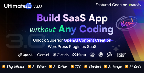 Ultimateai Canvas Ultimateai 3.1.0 Openai Content Generation Wordpress App As Saas - Image 1